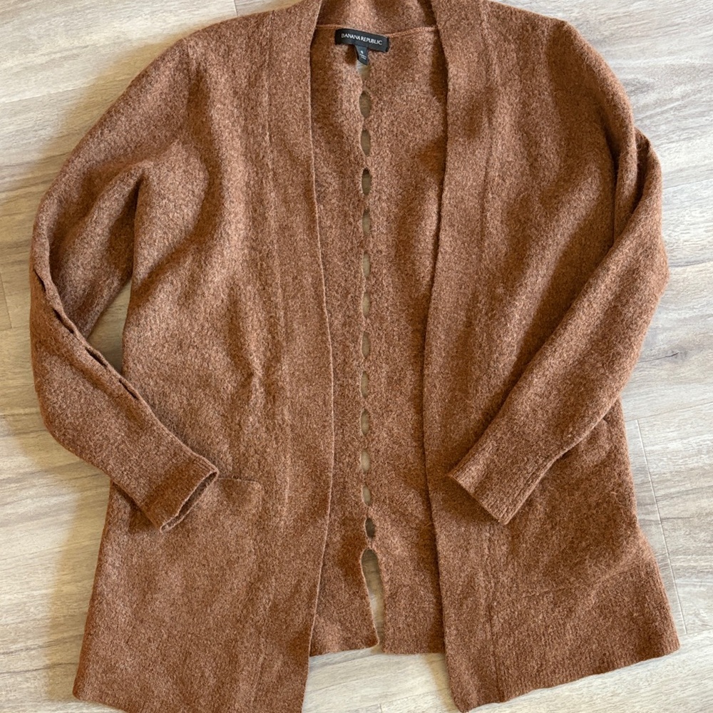 Banana Republic Rich Brown Open-Front Cardigan